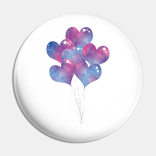 Bouquet of Galaxy Heart Balloons Pin