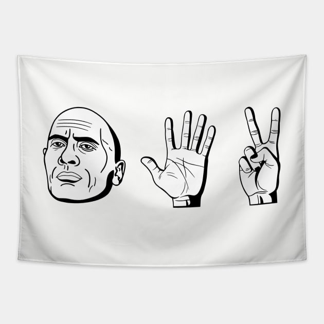 Dwayne the Rock, Paper, Scissors Tapestry by PaprikaPanda