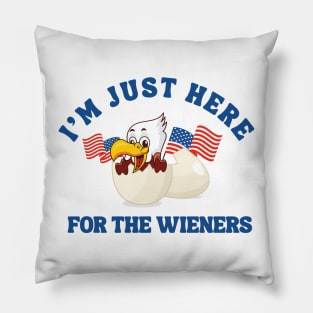 I'm Just Here For The Wieners Funny Fourth of July Pillow