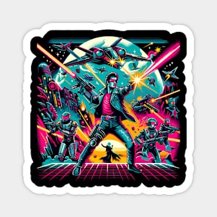 Neon Warriors: 80s Sci-Fi Action Spectacl Magnet