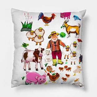 Old Macdonald had a farm and on that farm he had a dog, cow, duck, sheep Pillow