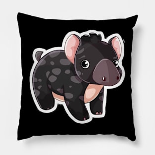 Cute Mountain Tapir Illustration - Adorable Animal Art Pillow