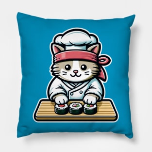 Sushi Cat Chef: Culinary Whimsy Pillow