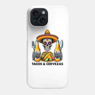 Tacos & Cervezas Funny Mexican Sugar Skull Phone Case