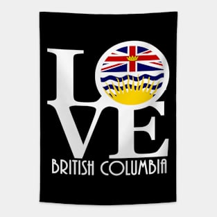 LOVE British Columbia white text Tapestry