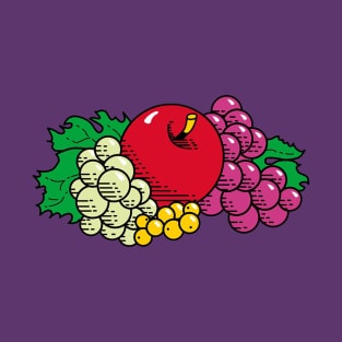 Pop Art Grapes And Apple T-Shirt