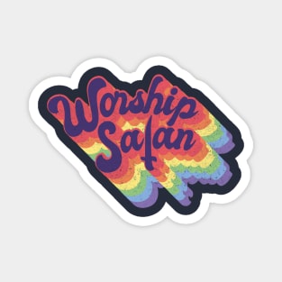 Worship Satan funky lettering Magnet