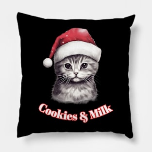 Cookies & Milk - Christmas Cat - Winter Holiday Pillow