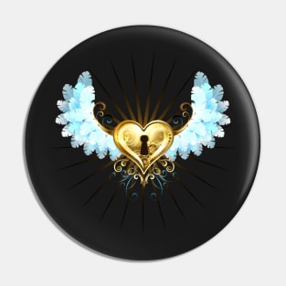 Mechanical Heart with White Wings ( Steampunk ) Pin