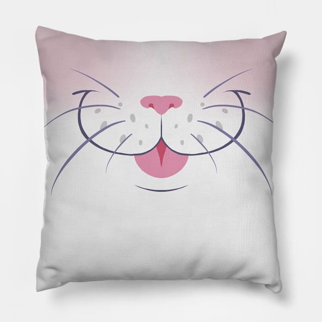 White cat blep Pillow by Midsea 