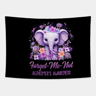 Forget Me Not Alzheimer's Awareness Month Elephant Flower Tapestry