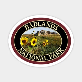 Sunflowers at Badlands National Park in South Dakota Magnet