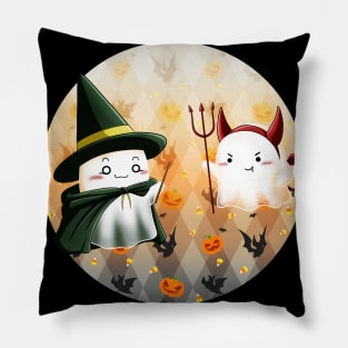 Kawaii Ghosts - A Wizard and Little Devil Pillow