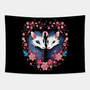 Opossum Couple Valentine Tapestry