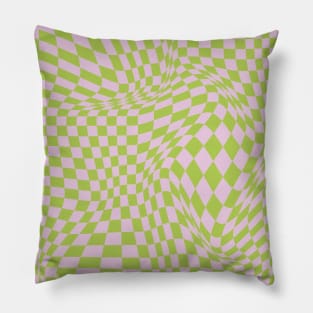 Checkerboard Pattern - Green Pink Pillow