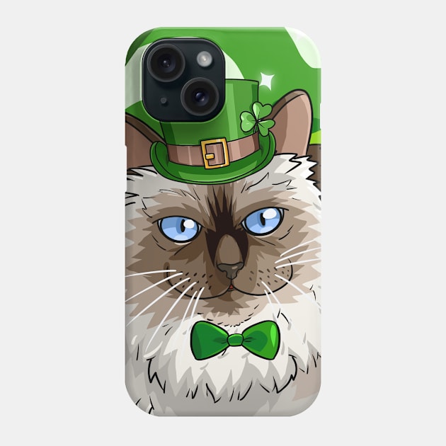 Birman Cat St Patricks Day Leprechaun Phone Case by Noseking