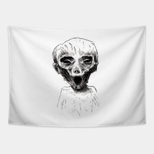 Large Screaming Mummified Child Tapestry