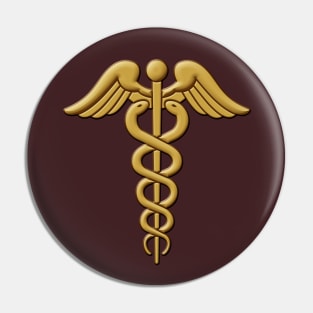 Golden Double Snake Caduceus Pin