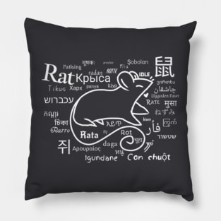 All the Languages of Rat (White Version) Pillow