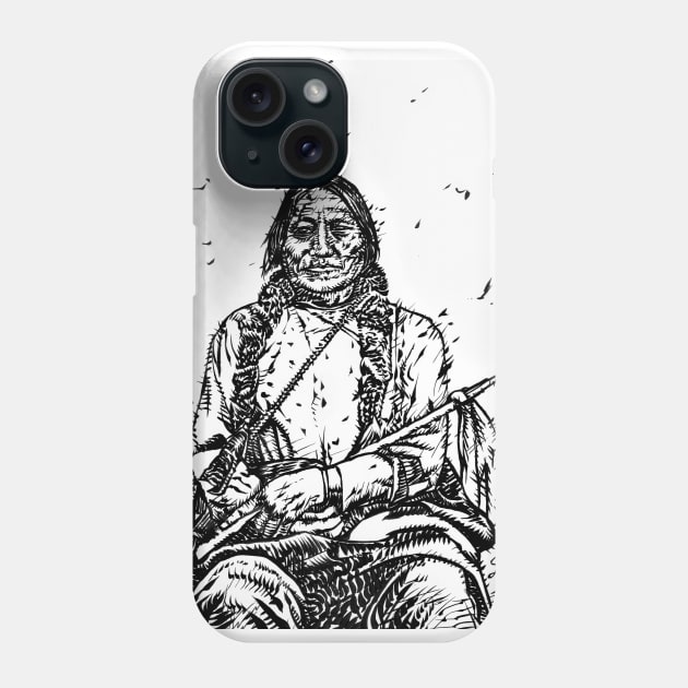 SITTING BULL ink portrait.1 Phone Case by lautir