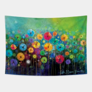 Colorful Wildflowers Floral Splashes of Color Design Tapestry