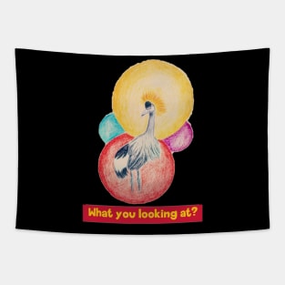 What are you looking at - crowned crane Tapestry