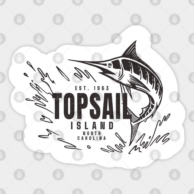 Vintage Marlin Fishing at Topsail Island, North Carolina - Topsail Island -  Sticker