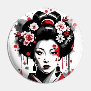 Japanese geisha girl street art style Pin