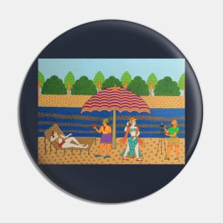 Indian folk art phad painting with modern fusion, Summer beach theme Pin