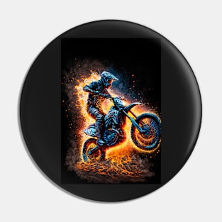 Dirt Bike With Flames Pin