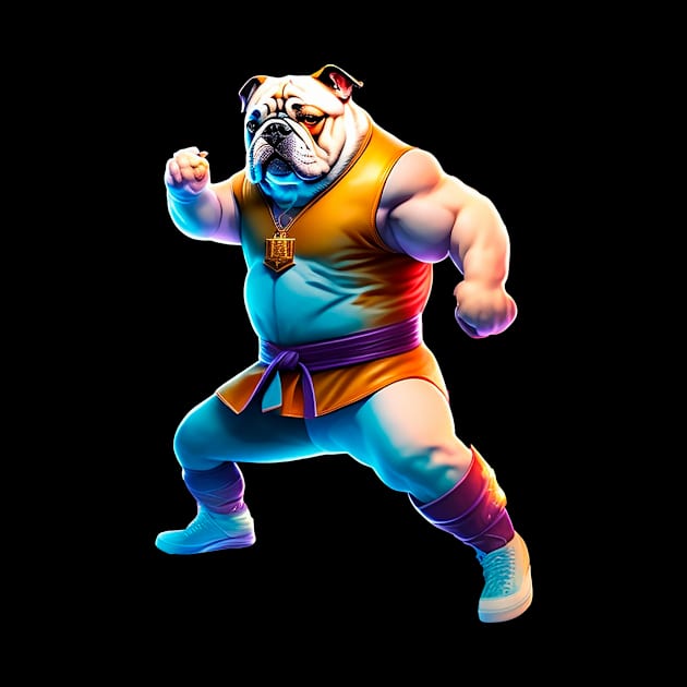 Bulldog fighting kung Fu by enyeniarts