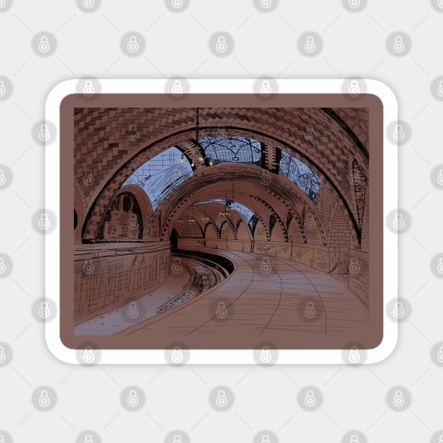 Abandoned NY City Hall Subway Station Illustration Magnet by H. R. Sinclair