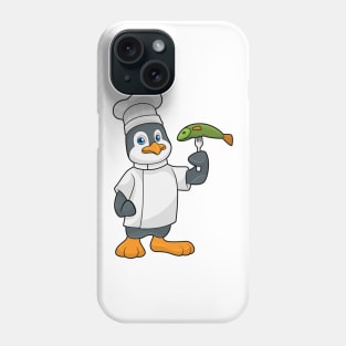 Penguin as Cook with Fish & Cooking apron Phone Case