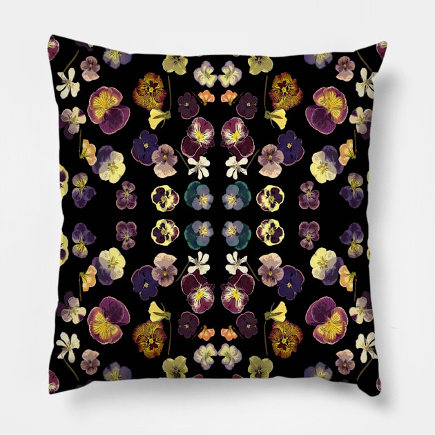 Pansy mirror pattern Pillow by My Petal Press