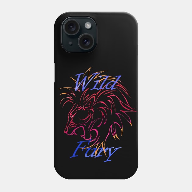 Lion Wild Fury contours red blue Phone Case by Animalistics