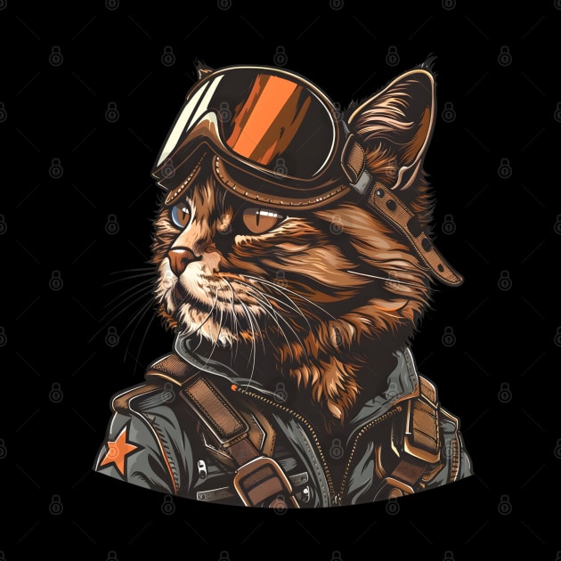 Retro  Raptor Cat Fighter Jet Pilot Cat Aviator Cat Air Force Pilot by RetroZin