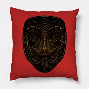 Gold Guy Fawkes Face Pillow