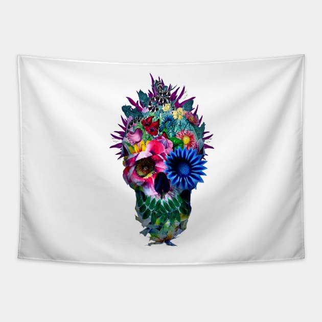 FLORAL SKULL Tapestry by rizapeker