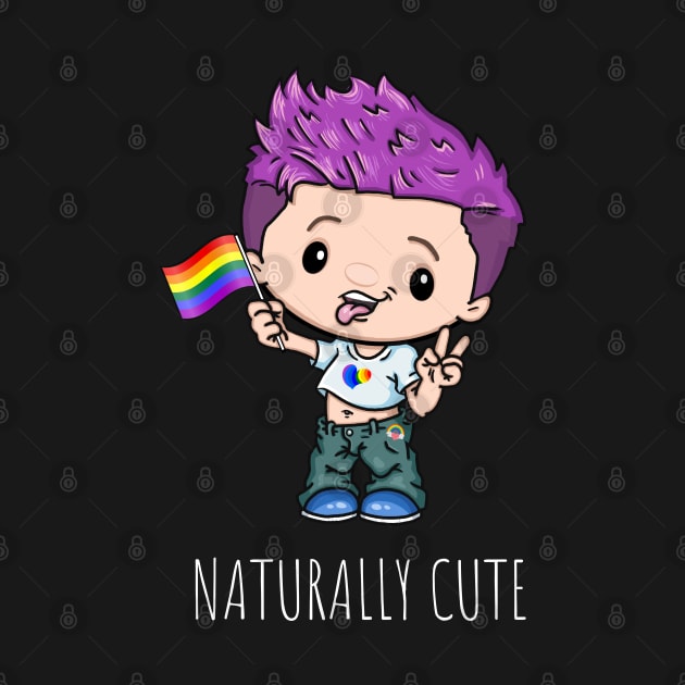 Naturally Cute Gay Pride Boy Purple Hair LGBTQ Gay-Bee Cartoon Character by egcreations