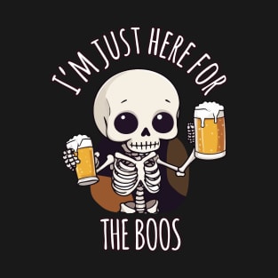 Kawaii Skeleton Halloween Oktoberfest - I'm Just Here for the Boos T-Shirt