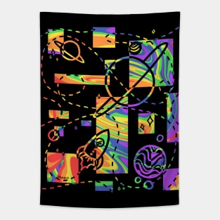 Geometric Galaxy (Rainbow Swirl Version) Tapestry