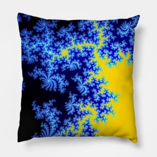 Mandelbrot Fractal Blue Yellow Pillow