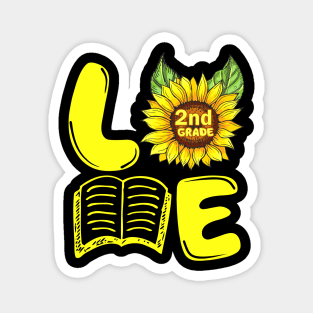 Love Second Grade Sunflower Funny Back To School Teacher Gift Magnet