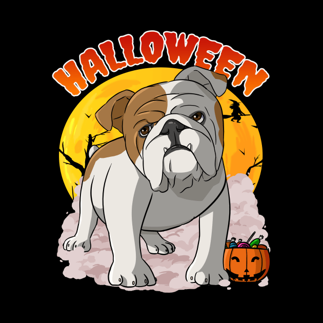 English Bulldog Witch Happy Halloween by Noseking