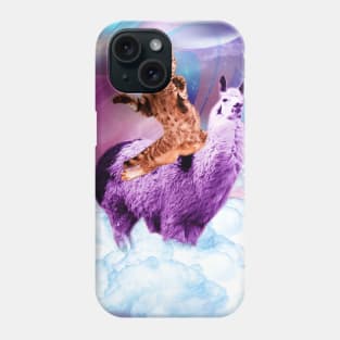 Kitty Cat Riding On Rainbow Llama In Space Phone Case