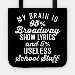 My Brain is 95% Broadway Lyrics (White) Tote