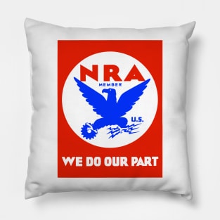 Franklin Roosevelt 1933 National Recovery Administration Eagle Sign Pillow