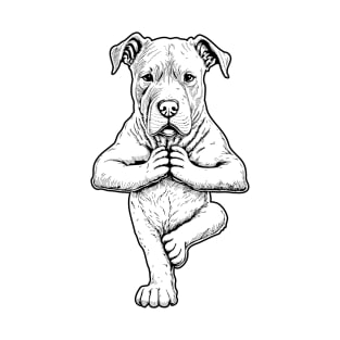 Dogo Argentino Dog Yoga Puppy Funny Dogs Tree Pose Asana T-Shirt