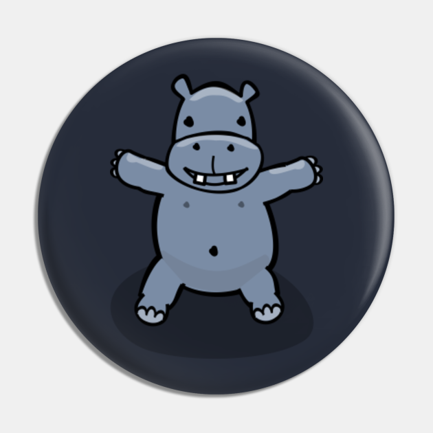 Happy Cartoon Hippo - Happy Hippopotamus - Pin | TeePublic Happy Cartoon Hippo - Happy Hippopotamus - Pin | TeePublic