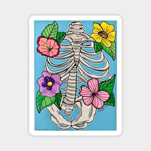 Ribcage with Flowers Magnet by Stay Weird Studio Art